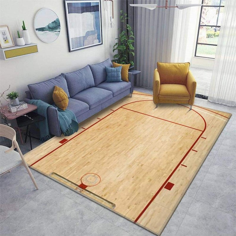 ZALAHM Home Area Runner Rug Pad an Aerial View Above Half of one end of a Basketball Court Thickened Non Slip Mats Doormat Entry Rug Floor Carpet for Living Room Indoor Outdoor Throw Rugs - Image 1
